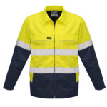 Mens Hi Vis Cotton Drill Jacket Yellow/Navy