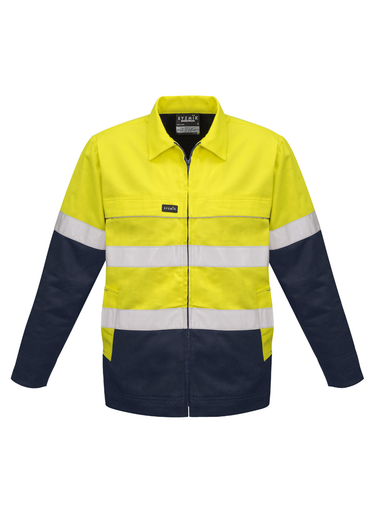 Mens Hi Vis Cotton Drill Jacket Yellow/Navy Mens Hi Vis Cotton Drill Jacket Yellow/Navy