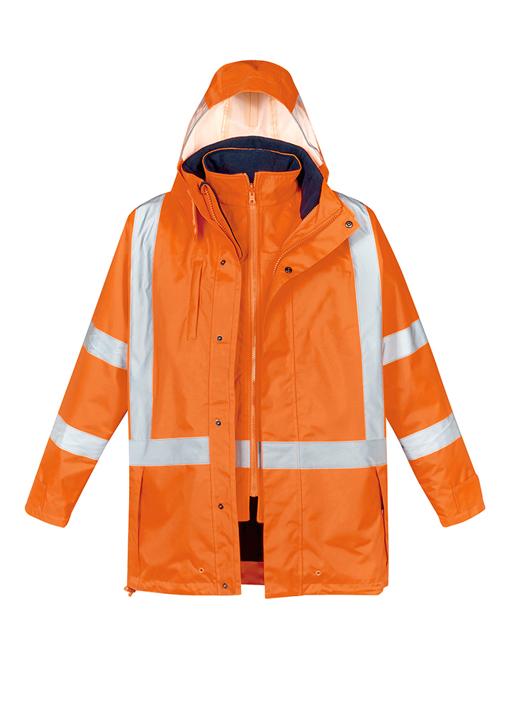 Mens Hi Vis X Back 4 In 1 Waterproof Jacket Orange/Navy Mens Hi Vis X Back 4 In 1 Waterproof Jacket Orange/Navy