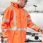 Mens Hi Vis X Back Heavy Duty Waterproof Jacket Orange