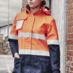 Womens Hi Vis Ultralite Waterproof Jacket Orange/Navy