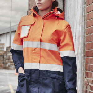 Womens Hi Vis Ultralite Waterproof Jacket Orange/Navy