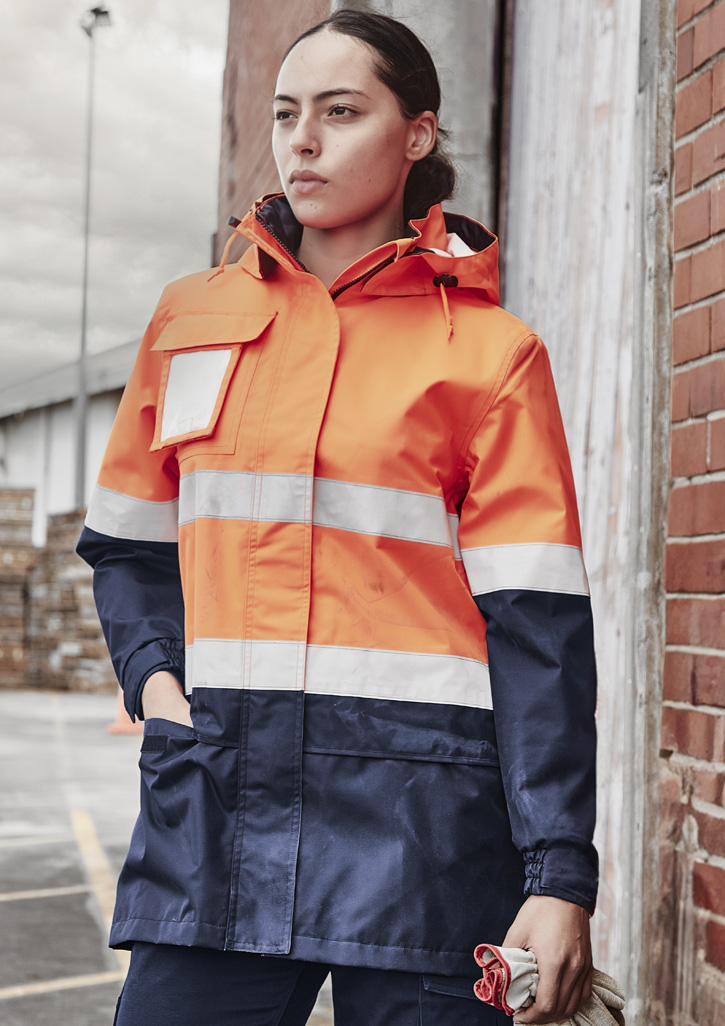 Womens Hi Vis Ultralite Waterproof Jacket Orange/Navy