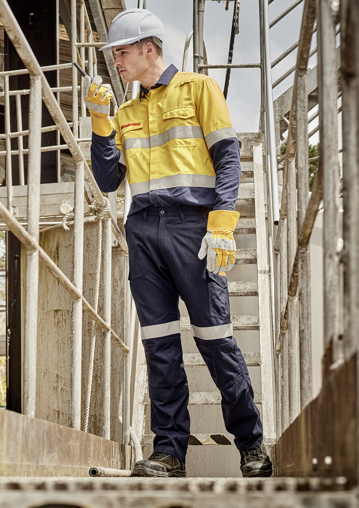 Mens Orange Flame Taped Cargo Pant (Stout) Navy