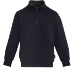 Unisex 1/4 Zip Brushed Fleece Pullover Navy/Charcoal
