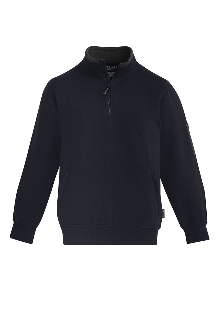 Unisex 1/4 Zip Brushed Fleece Pullover Navy/Charcoal Unisex 1/4 Zip Brushed Fleece Pullover Navy/Charcoal
