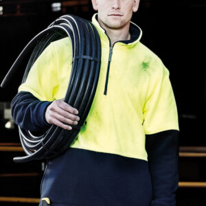 Unisex Hi Vis 1/2 Zip Polar Fleece Pullover Yellow/Navy