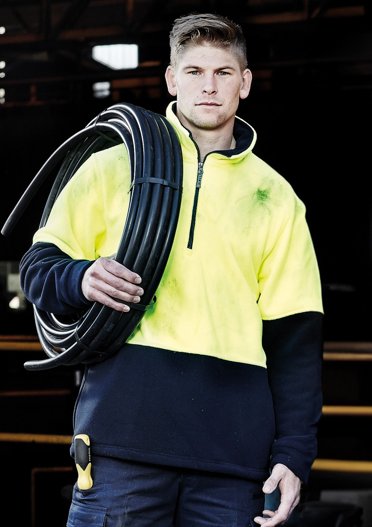 Unisex Hi Vis 1/2 Zip Polar Fleece Pullover Yellow/Navy Unisex Hi Vis 1/2 Zip Polar Fleece Pullover Yellow/Navy