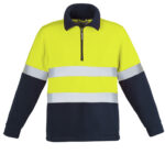 Unisex Hi Vis Polar Fleece Pullover - Hoop Taped Yellow/Navy