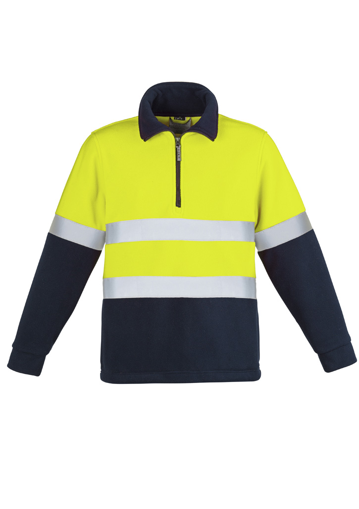 Unisex Hi Vis Polar Fleece Pullover - Hoop Taped Yellow/Navy Unisex Hi Vis Polar Fleece Pullover - Hoop Taped Yellow/Navy