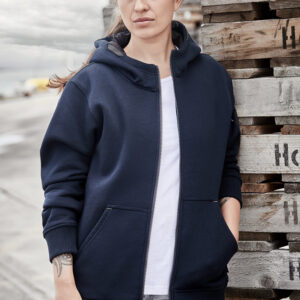 Unisex Zip Front Multi-Pocket Hoodie Navy/Charcoal