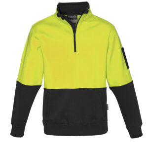 Unisex Hi Vis 1/2 Zip Pullover Yellow/Black