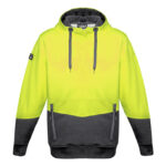 Unisex Hi Vis Textured Jacquard Hoodie Yellow/Charcoal
