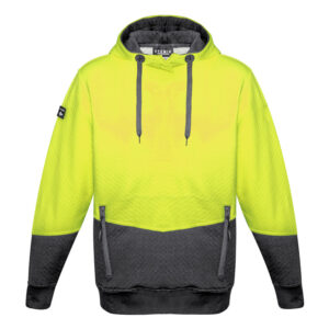 Unisex Hi Vis Textured Jacquard Hoodie Yellow/Charcoal