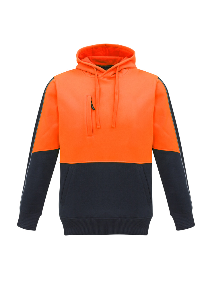 Unisex Hi Vis Pullover Hoodie Orange/Navy