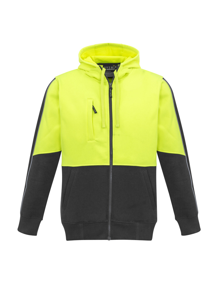 Unisex Hi Vis Full Zip Hoodie Yellow/Charcoal Unisex Hi Vis Full Zip Hoodie Yellow/Charcoal