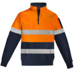 Unisex Hi Vis 1/4 Zip Pullover - Hoop Taped Orange/Navy