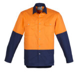 Mens Industrial Long Sleeve Shirt Orange/Navy