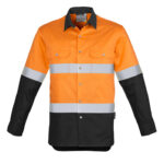 Mens Industrial Long Sleeve Shirt - Hoop Taped Orange/Black