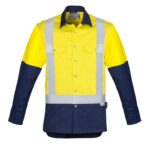 Mens Industrial Long Sleeve Shirt - Shoulder Taped Yellow/Navy