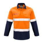 Mens FR Closed Front Hooped Taped Spliced Shirt Orange/Navy