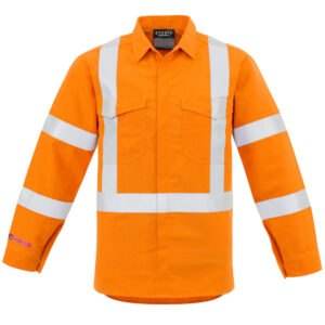 Mens Red Flame Hi Vis X Back Shirt Orange