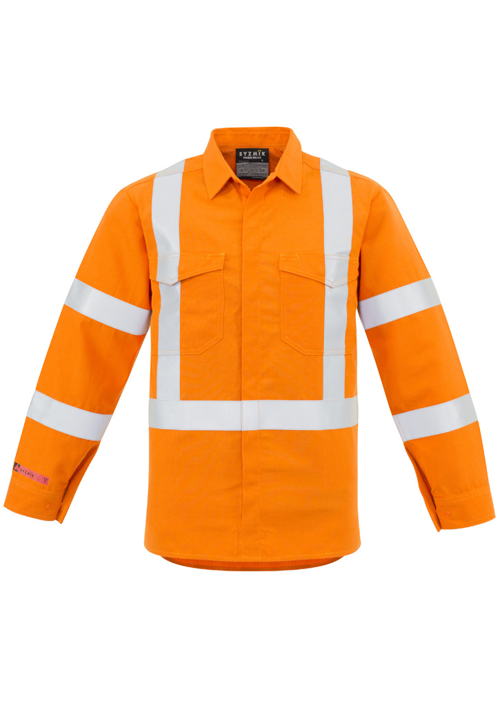 Mens Red Flame Hi Vis X Back Shirt Orange Mens Red Flame Hi Vis X Back Shirt Orange