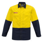 Mens Hi Vis Spliced Shirt Yellow/Navy