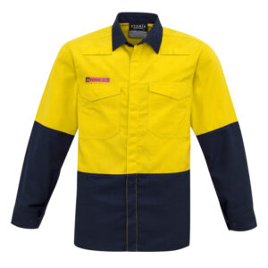 Mens Hi Vis Spliced Shirt Yellow/Navy