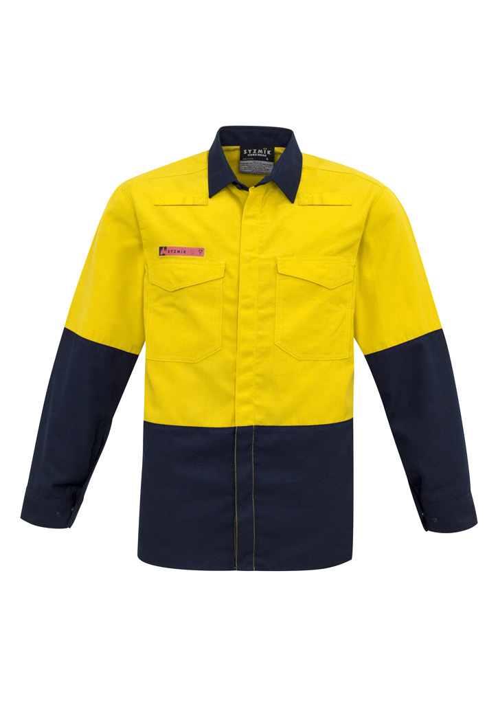 Mens Hi Vis Spliced Shirt Yellow/Navy