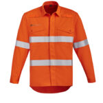 Mens Orange Flame Hi Vis Open Front Shirt - Hoop Taped Orange