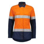 Womens Orange Flame Lightweight Ripstop Taped Shirt Orange/Navy