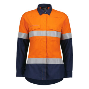 Womens Orange Flame Lightweight Ripstop Taped Shirt Orange/Navy