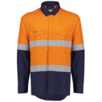 Mens Orange Flame Lightweight Ripstop Shirt - Hoop Taped Orange/Navy