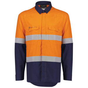 Mens Orange Flame Lightweight Ripstop Shirt - Hoop Taped Orange/Navy