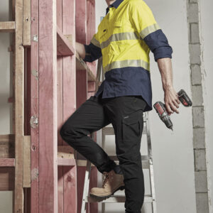 Mens Rugged Cooling Hi Vis Segmented Tape Long Sleeve Shirt Yellow/Navy