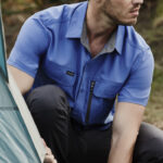 Mens Outdoor Short Sleeve Shirt Blue