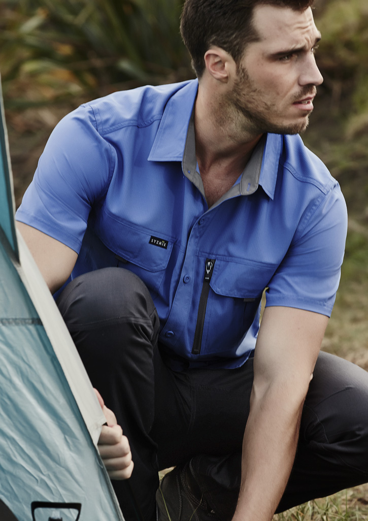 Mens Outdoor Short Sleeve Shirt Blue