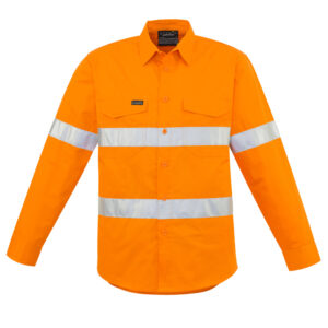 Mens Hi Vis Hoop Taped Long Sleeve Shirt Orange