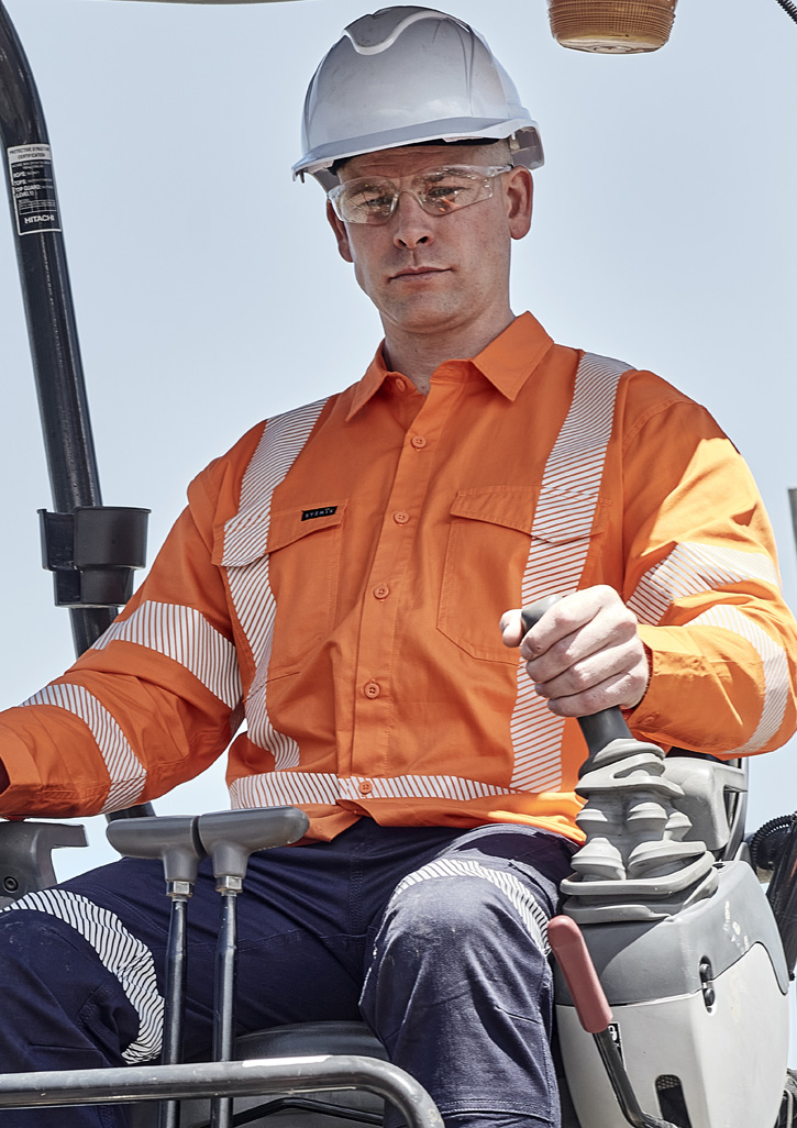 Mens Hi Vis X Back NSW Rail Shirt - Segmented Tape Orange Mens Hi Vis X Back NSW Rail Shirt - Segmented Tape Orange