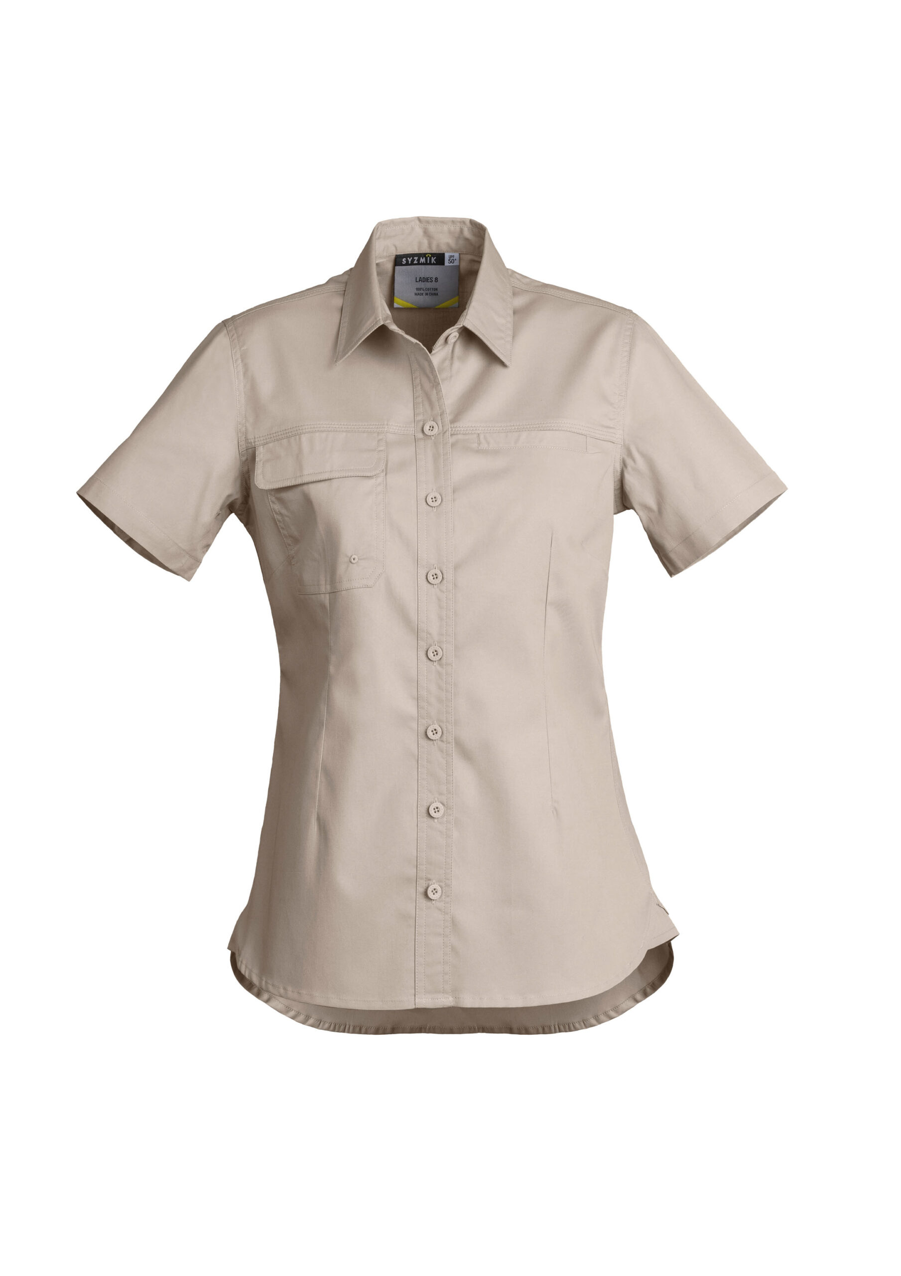 Womens Lightweight Tradie Short Sleeve Shirt Sand