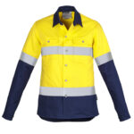 Womens Industrial Long Sleeve Shirt - Hoop Taped Yellow/Navy