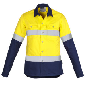 Womens Industrial Long Sleeve Shirt - Hoop Taped Yellow/Navy